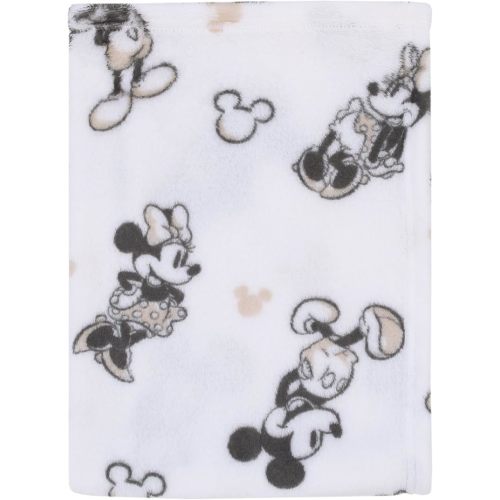 NoJo Disney Mickey and Minnie Mouse Black and White Super Soft Baby Blanket