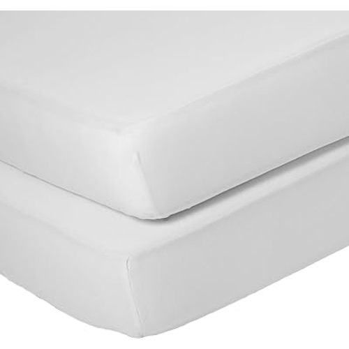 Delta Children 100% Cotton Fitted Crib Sheets - 2 Pack, White