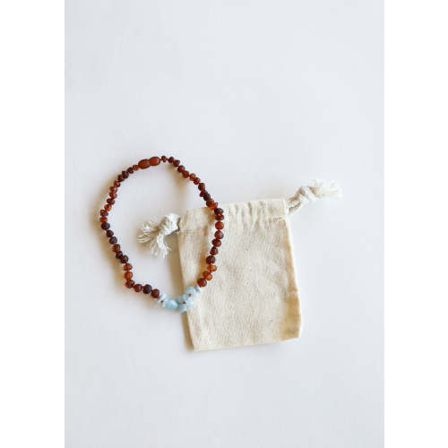 Raw Cognac Baltic Amber + Aquamarine || Necklace – CanyonLeaf