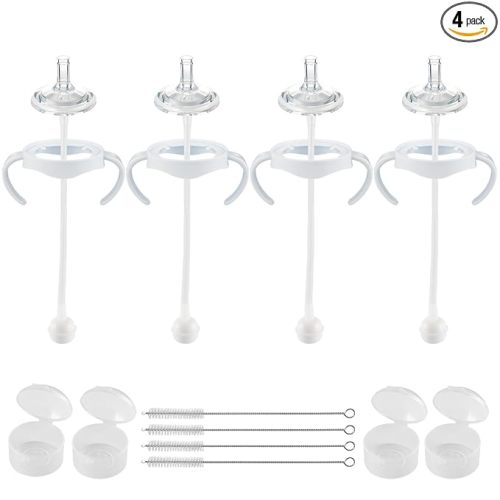 Straw Cup Conversion Kit for Philips Avent Natural Baby Bottles,Weighted Straw Sippy Cup Transition Kit with Soft Nipple and Handles for Toddler, Pack of 4