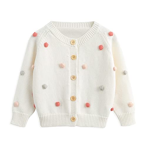 Simplee kids Baby Sweater Cardigan Jacquard Cable-Knit Spring Coat Long Sleeve Cardigan for Baby Girl