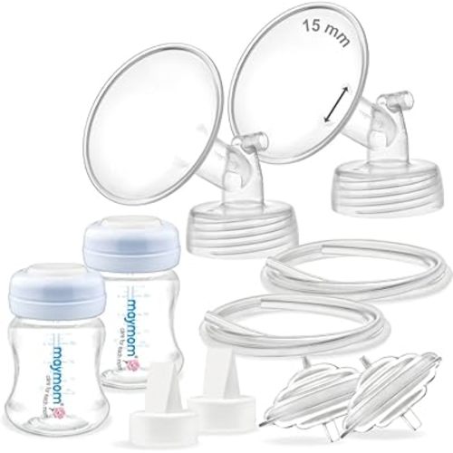 Maymom Pump Parts Compatible with Spectra S2 Spectra S1, Incl Flanges (15mm) Valves Tubes Bottles Backflow Protectors, Not Original Spectra Replacement Pump Parts S2 Accessories