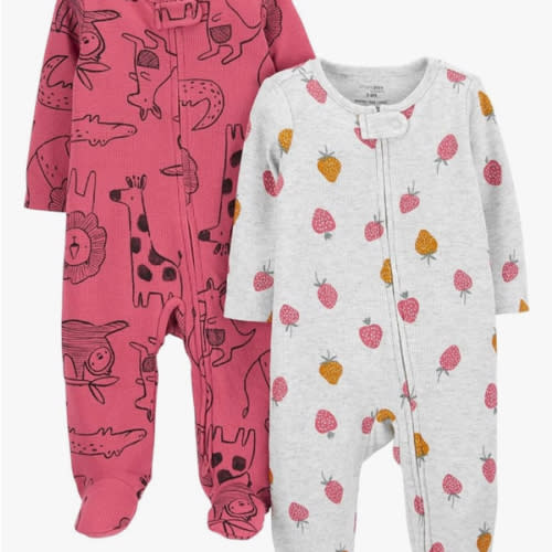 Simple Joys by Carter's baby-girls 2-way Zip Thermal Footed Sleep and Play, Pack of 2