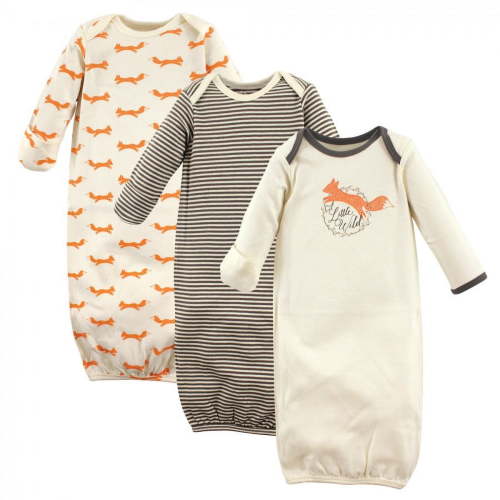 Touched by Nature Baby Boy Organic Cotton Gowns, Fox, 0-6 Months