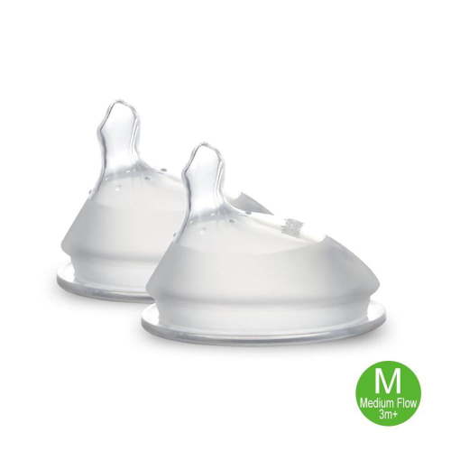 Haakaa Bottle Nipples, 2 Pack - Medium