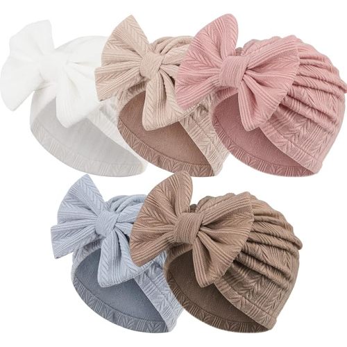 Newborn Baby Girl Hats with Bow Toddler Infant Beanie Cap Newborn Hospital Hats for Baby Girl Kid 3-12 Months