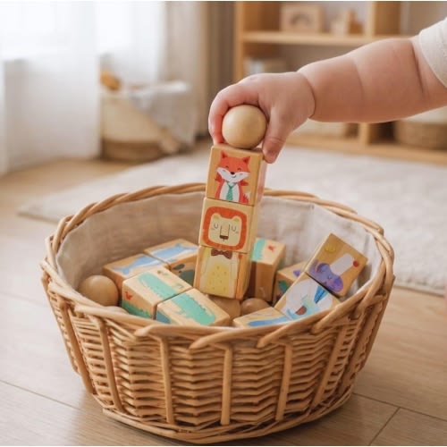 Wooden Animal Puzzle, 4 Theme Rotating Learning Toys