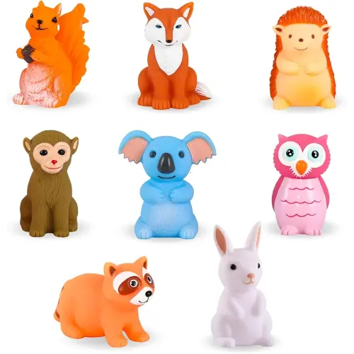 XY-WQ Bath Toys No Hole, for Infants 6-12& Toddlers 1-3, No Hole Bathtub Toys (Animal C, 8 Pcs with Mesh Bag)