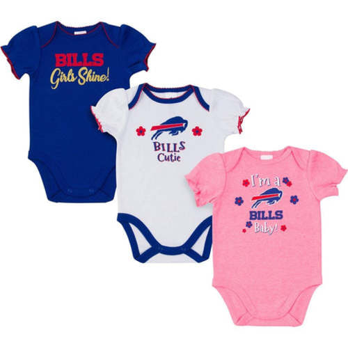 3-Pack Baby Girls Buffalo Bills Short Sleeve Bodysuits