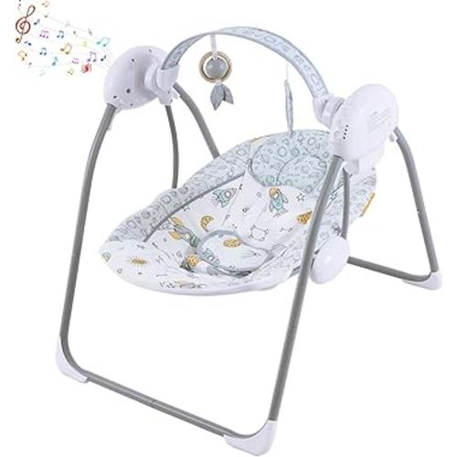 Baby Swing for Infant,Newborn Swing with Music,5 Speed Levels,Timing Setting,Soft Cushion,Foldable Infant Swing for Indoor Outdoor Use 0-9 Months