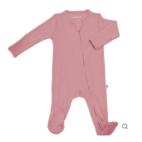 Footie Pajamas, Merino Wool, Blush