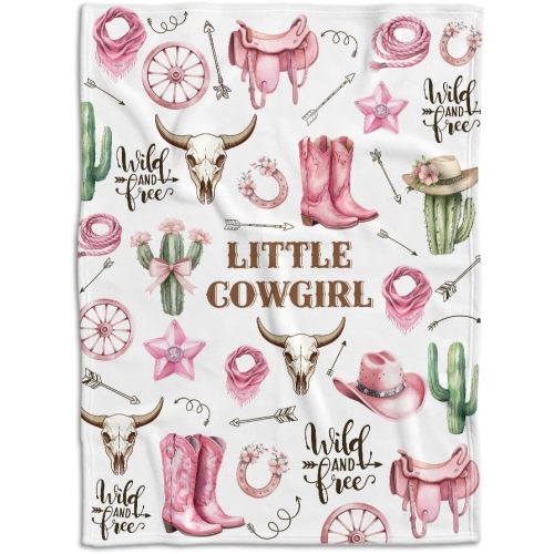 Pink Western Blanket, Western Decor for Nursery Room, Baby Blankets for Girls, Cowgirl Baby Blankets, Cowboy Baby Stuff, Soft Warm Lightweight Nursery Bed Blanket for Newborn Toddlers Daughter