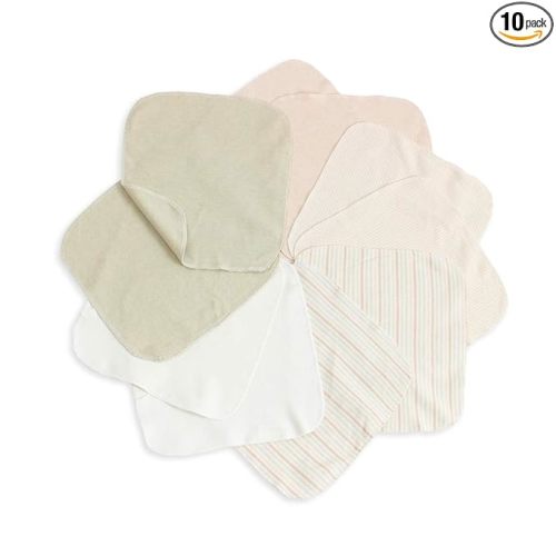 Lion bear 10 Pack Reusable Colored Organics Baby Washcloths, Soft Absorbent Organic Cotton Washable Saliva Towel Face Wipes,Face Towel, Natural Baby Wipes for Sensitive Skin (Multicolor)