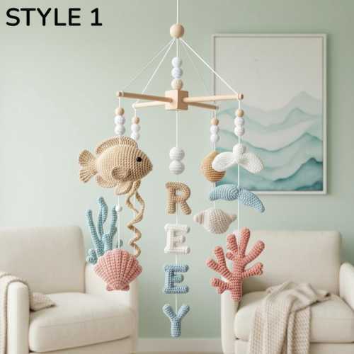 Crochet Ocean Baby Mobile, Handmade Nursery Decor