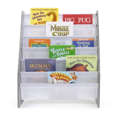 Humble Crew Kids Bookrack Supersized 6-Tier Storage Bookshelf, Grey/White