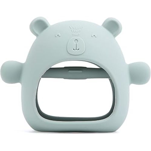 Silicone Baby Teether Toy for Infants 3+ Months, Anti-Drop Silicone Baby Mitten Teether for Soothing Teething Pain Relief, Baby Chew Toys for Sucking Needs, BPA Free, Moody Blue
