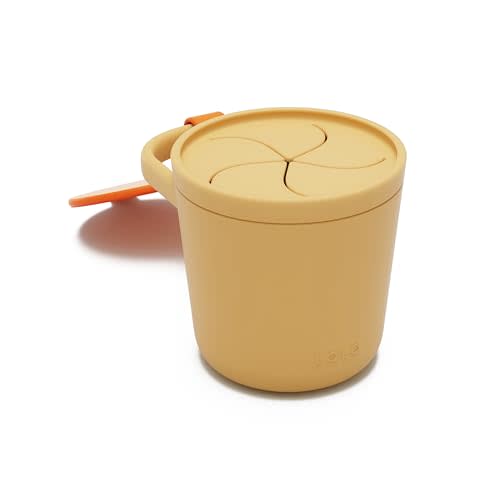 Lalo Snack Cup - Mess-Free Silicone Snack Cups for Toddlers & Babies with Detachable Lid, BPA-Free Baby Snack Containers, Fits Most Stroller & Car Seat Cup Holders, Dishwasher Safe, Citrus Peel