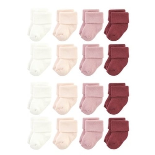 Hudson Baby Cotton Rich Baby Terry Socks 16-Pack, Solid Blush Pink