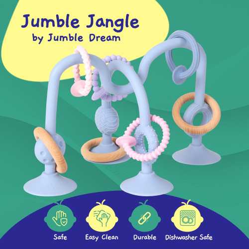 Jumble Jangle Baby Teething Toy – Multi Purpose High Chair Suction Teether Toy for Babies, Infants and Toddlers 0–24+ Months