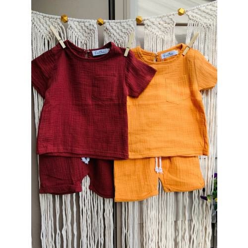 2pcs set muslin cotton, sweatshort and sweatshirt