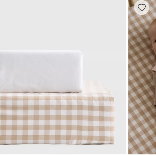 Organic Percale Gingham Crib Sheet 2-Pack in Cafe