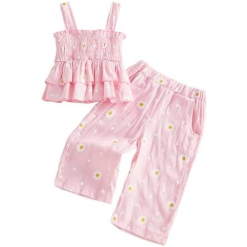 Toddler Baby Girl Halloween Clothes Sleeveless Pumpkin Face Tank Tops and Long Pants Sets Girls Cute Outfits