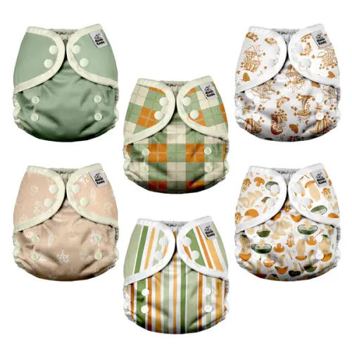 CLOTH DIAPER COVERS - 6 PACK (Mushrooms)