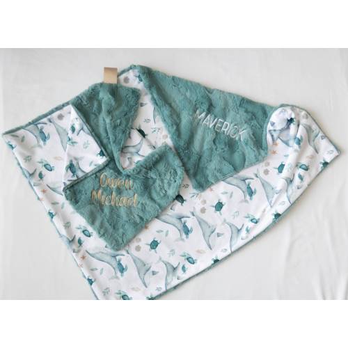Under The Sea Personalized Baby Blanket, Ocean Animals Minky Baby Blanket, Baby Blanket with Name, Monogram Baby Blanket, Baby Gift
