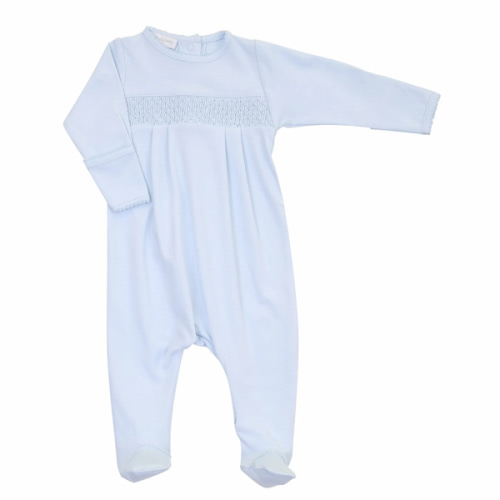 Baby Boy Blue Smocked Footie - Magnolia Baby Soft Pima Cotton