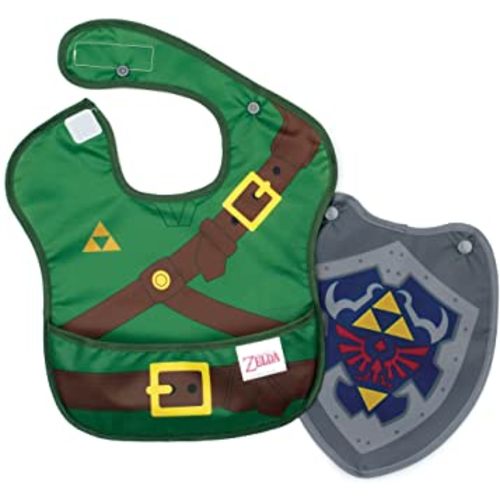 Bumkins Nintendo Bibs for Girl or Boy, SuperBib with Cape for Baby and Toddler 6-24 Months, Essential Must Have for Eating, Feeding, Baby Led Weaning Supplies, Mess Saving Catch Food, Legend of Zelda