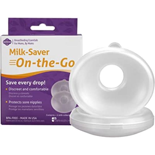 Milkies Milk-Saver On-The-Go, Breast Milk Collecting Shells and Nipple Shield, Discreet and Silicone-Free Catcher for Breastmilk, Collector Cups for Nursing & Breastfeeding, Holds More Than 1oz