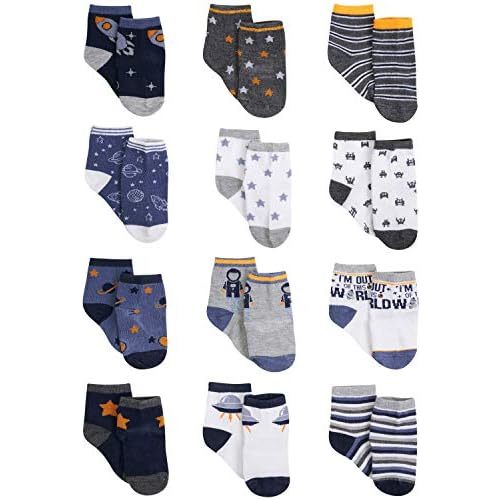 Rising Star Baby Boy Socks: Critter, Space, Cars - Socks for Infant Boys (0-24M)