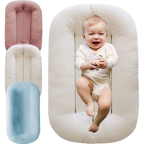 Baby Lounger, Baby Lounger Pillow, Babys Loungers Pillow for Newborn 0-24 Months (White, 18in X 30in)