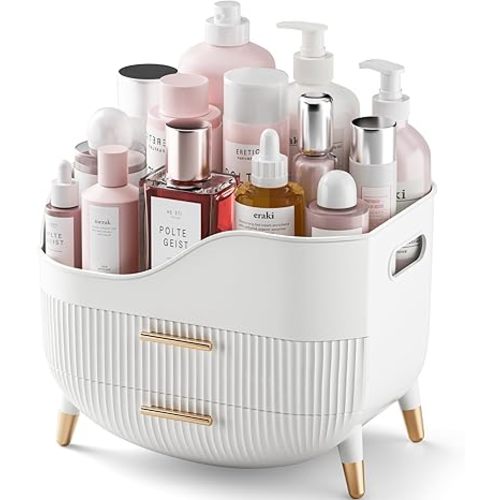 Makeup Organizer with Drawers,Skincare Organizer for Vanity,Storage Box with Handle,Large Cosmetic Display case for Dresser, Bathroom Countertop