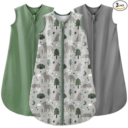 Yoofoss Baby Sleep Sack 0-6 Months Baby Wearable Blanket 100% Organic Cotton 2-Way Zipper Toddler Sleeping Sack, 3 Pack Soft Lightweight Sleep Sacks for Babies