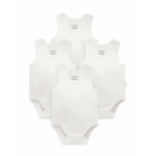 4 Pack Rib Bodysuit - Purebaby