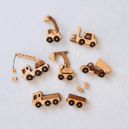 Handmade Construction Vehicle Sensory Toys For Kids Montessori Toddler Car Baptism Boy Gift Birthday Boy Set Montessori Toy Trucks