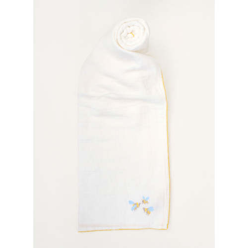 Bumblebee Embroidered Shawl Blanket White
