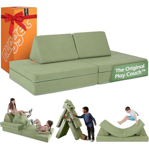 Nugget - The Original Play Couch for Kids - Modular Foam Children's Sofa for Playroom, Imagination, & Creative Open Ended Play - Washable & Convertible Playroom Furniture, Bamboo