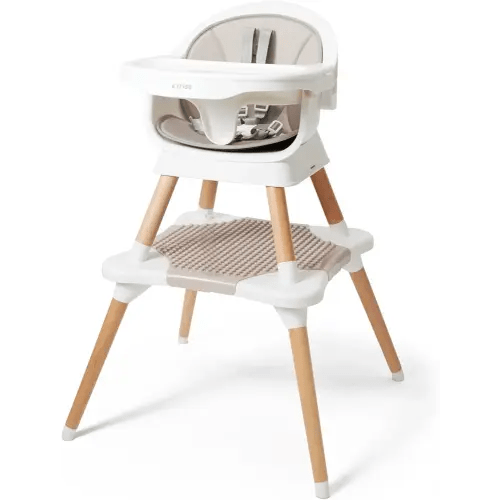 5-in-1 High Chair for Baby & Toddler - Convertible Baby Dining Seat - Portable Floor/Booster Seat - Adjustable Tray w. Cover - 5-Point Harness - Building Block Table & Chair - Stool (White)