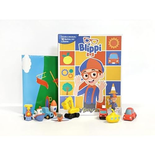 Blippi My Busy Books - Storybook, 10 figurines, playmat
