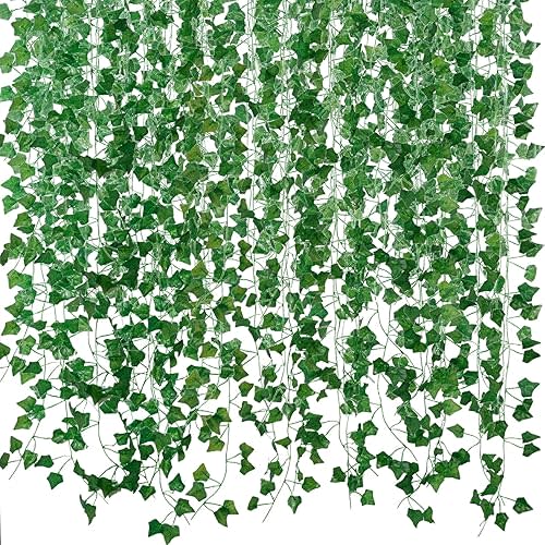 Fake Vines for Room Decor(24Pack168Ft) Aesthetic Artificial Plant Ivy Leaves Hanging Greenery Garlands for Home Bedroom Wall Wedding Christmas Party Office patio Indoor, Outdoor Garden Décor