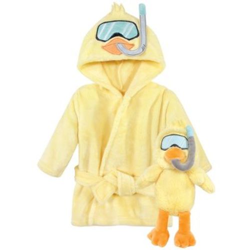 Hudson Baby Plush Bathrobe and Toy Set, Scuba Duck, One Size
