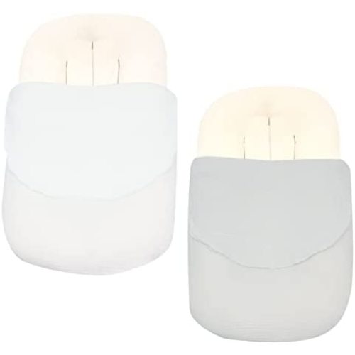 2 Pack Baby Lounger Cover for Newborn, Organic Cotton Muslin Lounger Pillow Case for Babies, Snug Fitted Removable Slipcover, Babynest Cover for Boys & Girls (White & Grey)