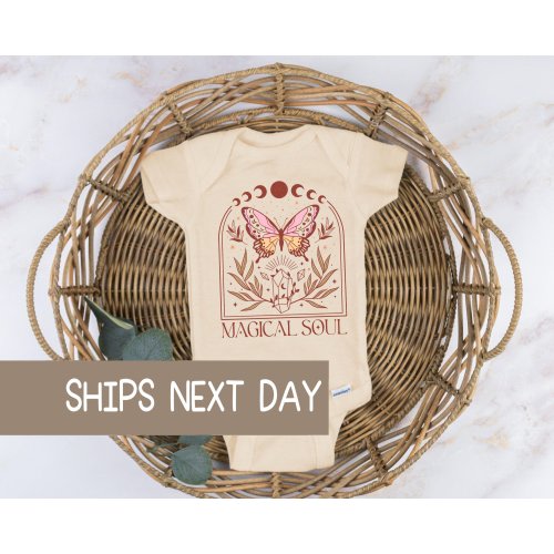 Magical Soul Bohemian Baby Bodysuit®, Positive Quote Baby Shower Gift®, Boho Baby Bodysuit®, Natural Girls Bodysuit, Inspirational Baby Gift