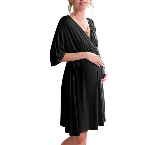 Ekouaer 3 in 1 Labor/Delivery/Hospital Gown Maternity Dress Nursing Nightgown Sleepwear for Breastfeeding