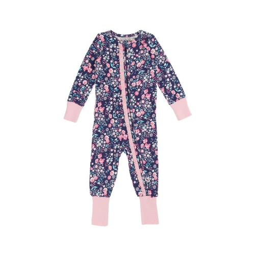 SoftSnooze Baby Girls Ruffle One Piece Convertible Pajamas, 0-3M