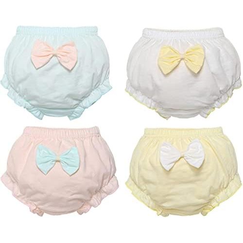 SEAUR Baby Girls Cotton Bloomers Toddler Cute Ruffle Diaper Cover Soft Assorted Underwear Breathable Panties 4 Pack