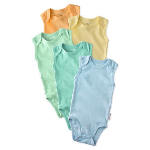 Sam Assorted 5-Pack Sleeveless Organic Cotton Bodysuits