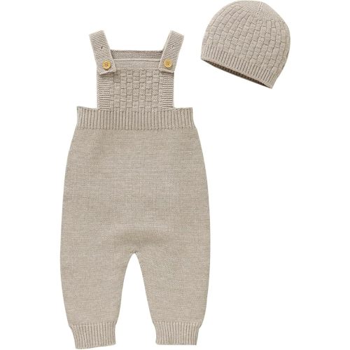 Newborn Baby Sweater Romper Sleeveless Jumpsuit with Hat Infant Outfits Overall Bodysuit One Piece 2pcs